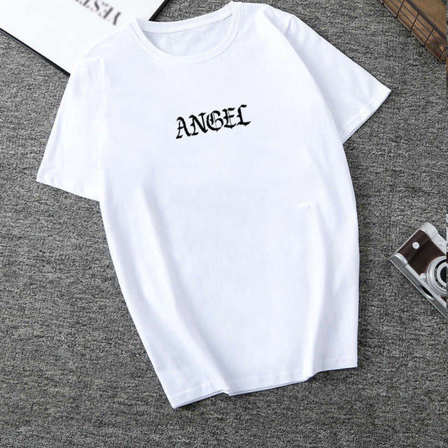 Long Sleeve Letter Angel Print Sweatshirt