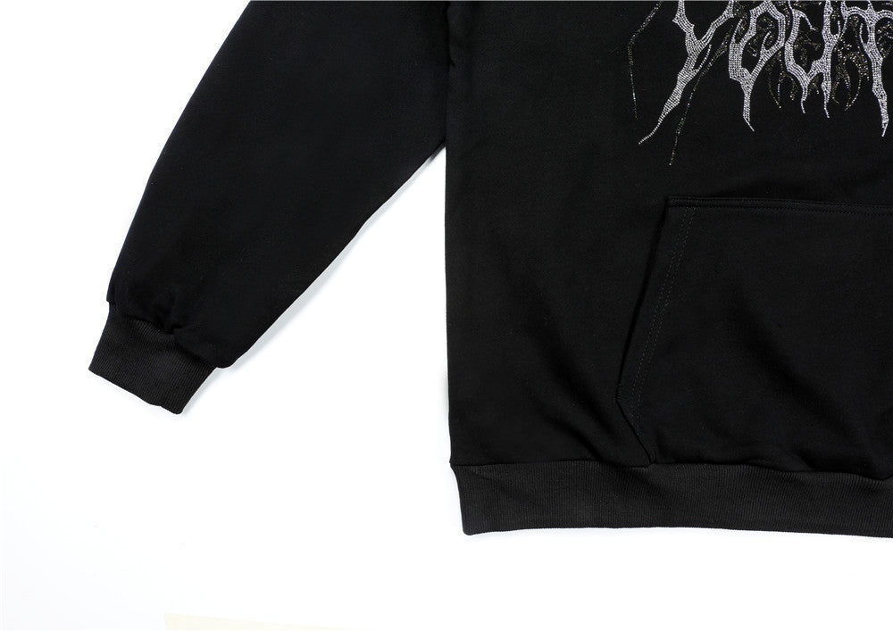 Dark Wind Spider Hot Drilling Sweater Men's Ins Europe And America