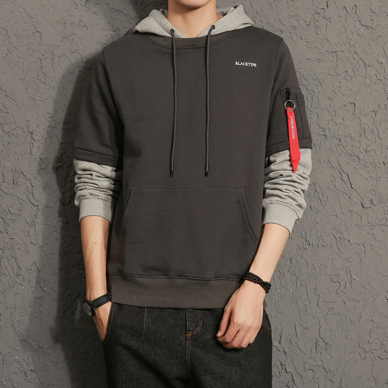 Round neck hooded jacket men's sweater