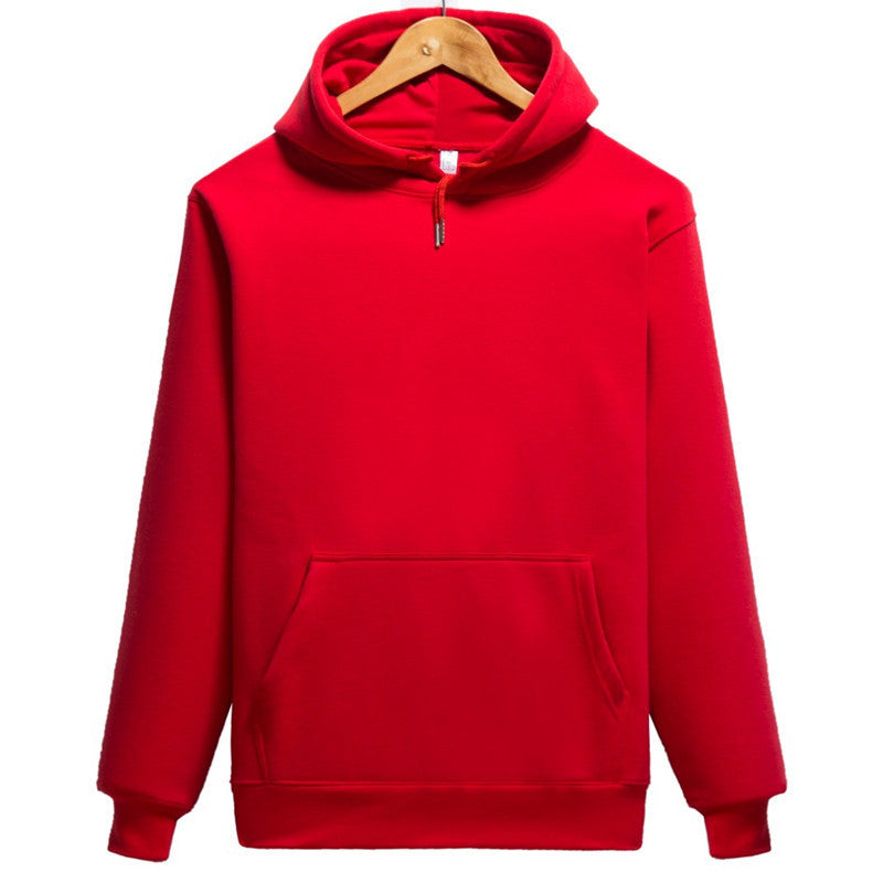 Men's Long-sleeved Pullover Solid Color Plus Velvet Padded Hood