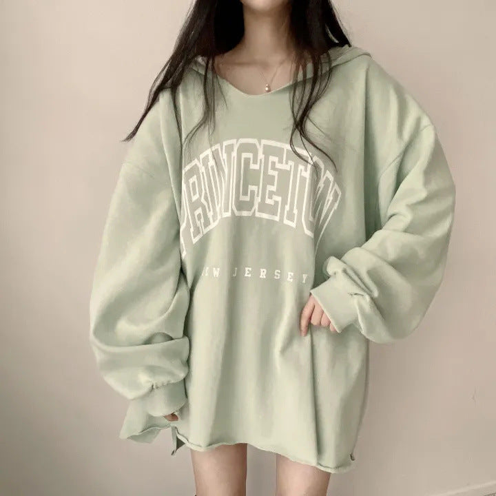 Korean Style Letter Hooded Loose Spring And Autumn Sweater