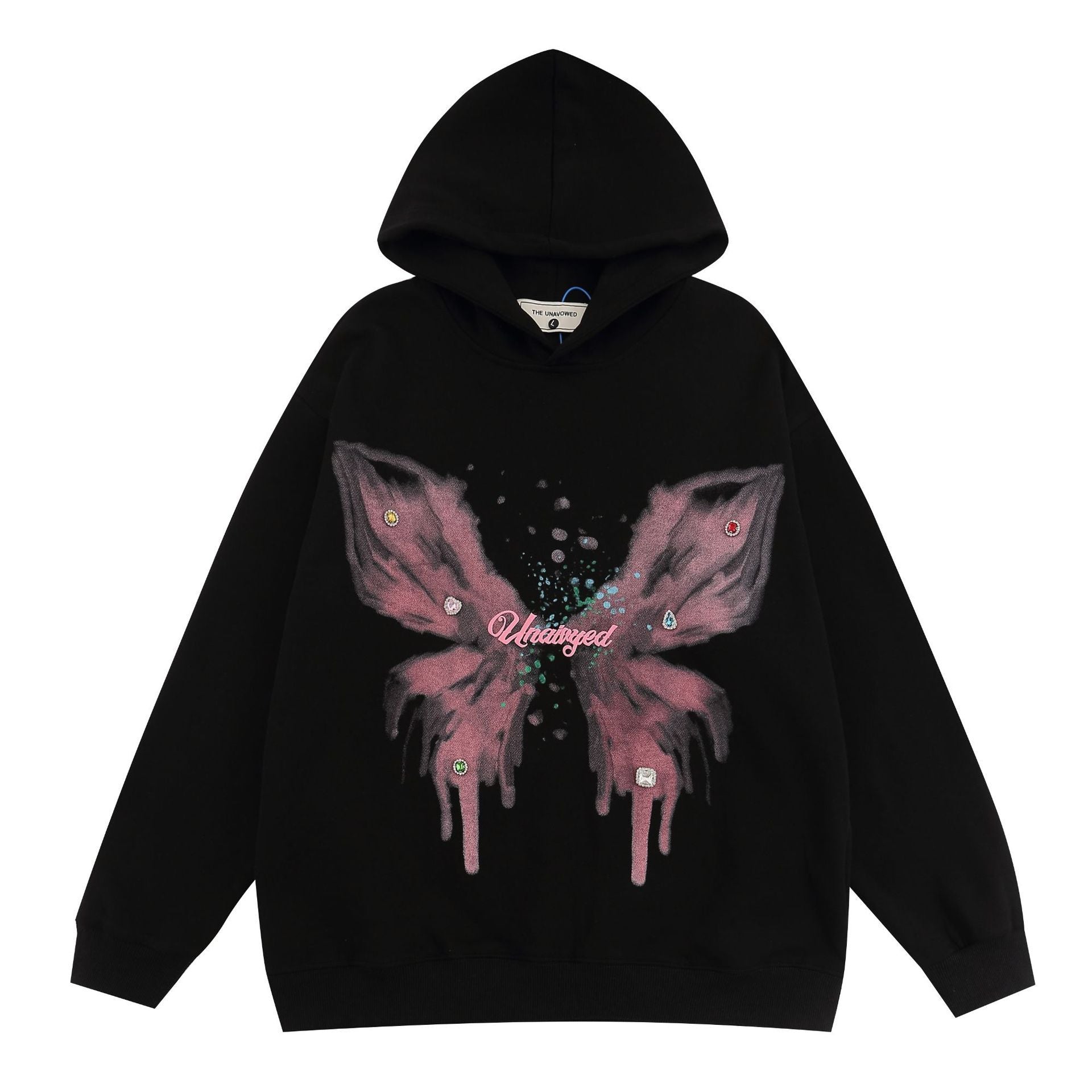 Retro Casual Butterfly Print Hoodie