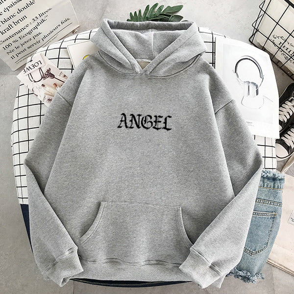 Long Sleeve Letter Angel Print Sweatshirt