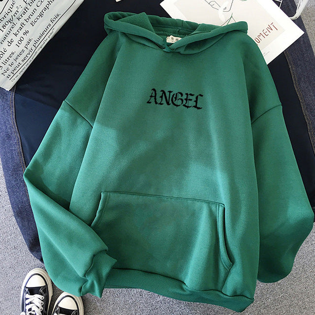 Long Sleeve Letter Angel Print Sweatshirt