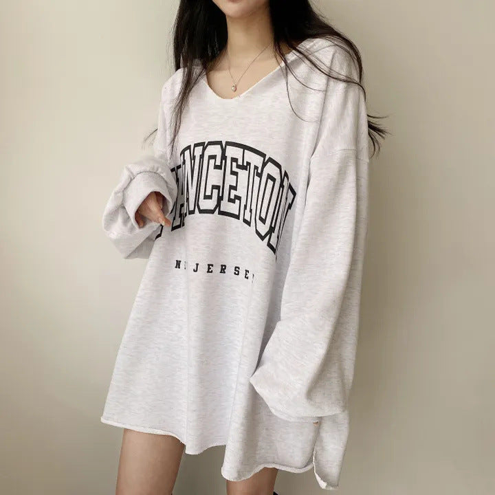 Korean Style Letter Hooded Loose Spring And Autumn Sweater