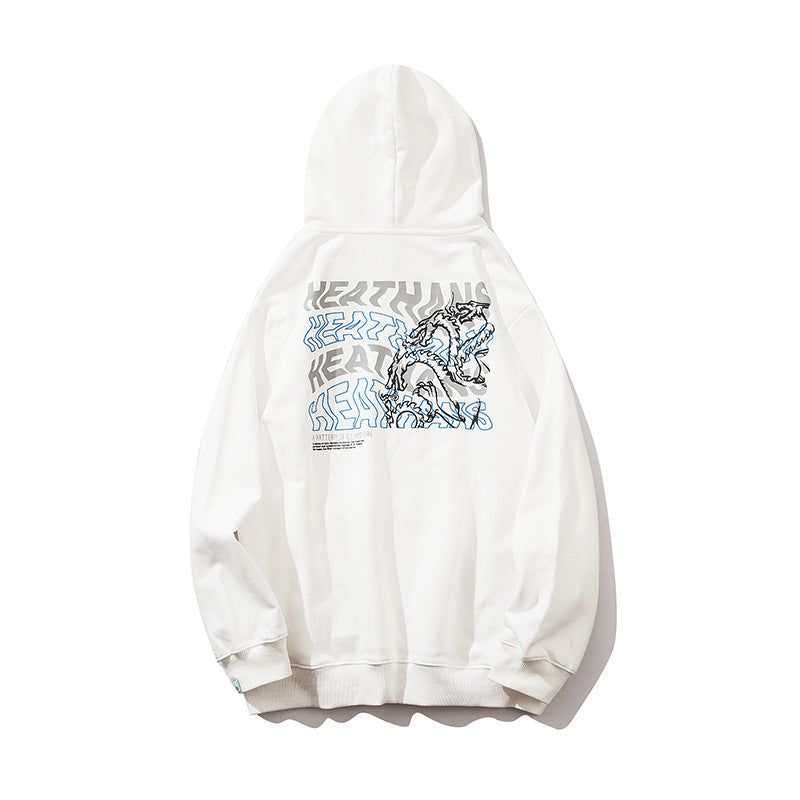 Letter Figure Trendy Hooded Plus Fleece Sweater