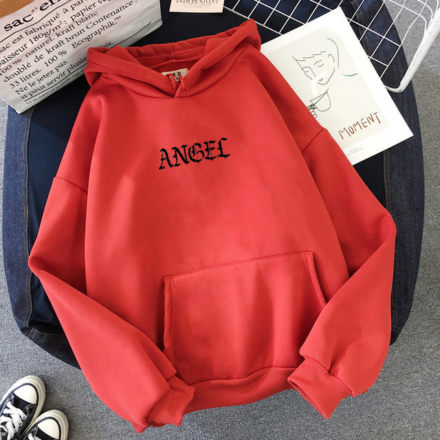 Long Sleeve Letter Angel Print Sweatshirt