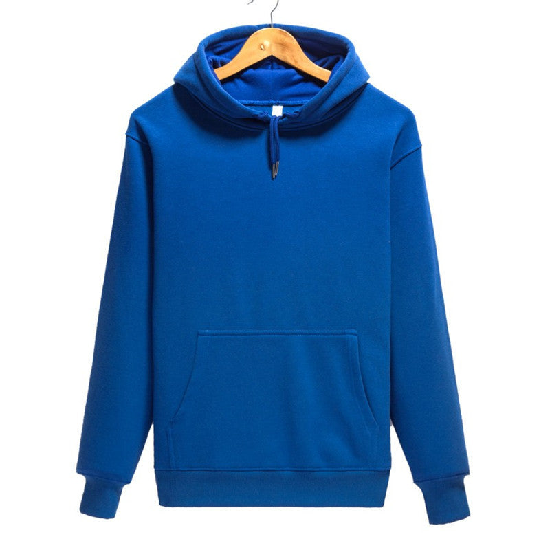 Men's Long-sleeved Pullover Solid Color Plus Velvet Padded Hood