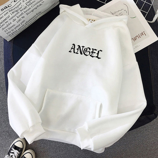 Long Sleeve Letter Angel Print Sweatshirt