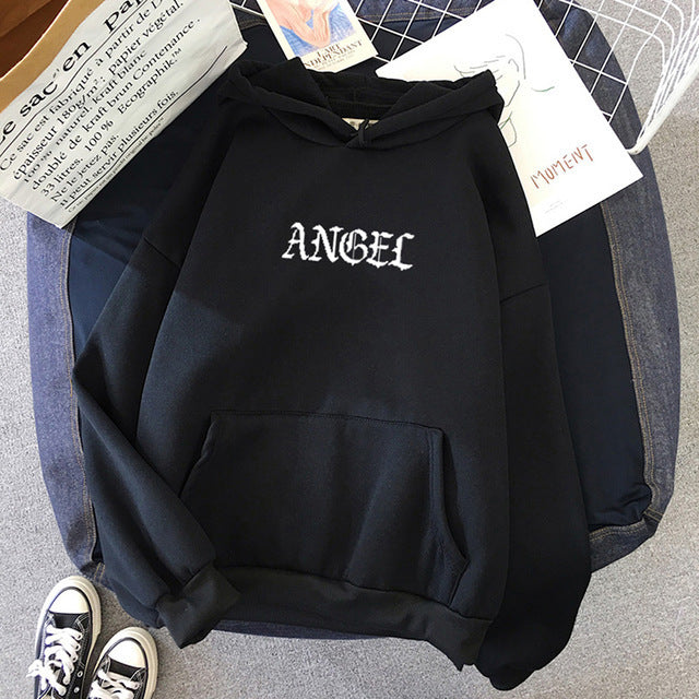 Long Sleeve Letter Angel Print Sweatshirt