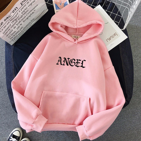 Long Sleeve Letter Angel Print Sweatshirt