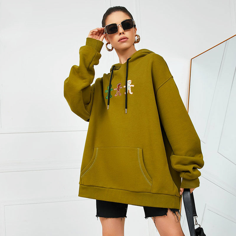 New Solid Color Women's Loose Long Sleeve Hoodie