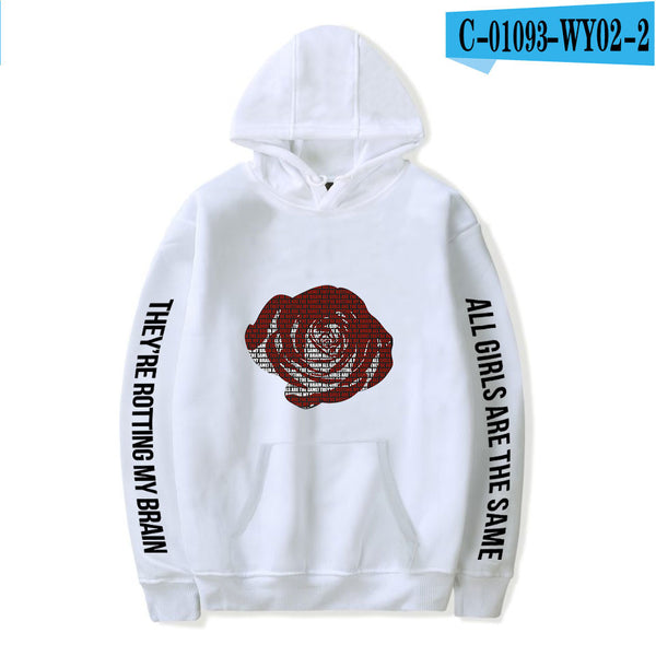 Printed fashion loose men and women hooded sweater