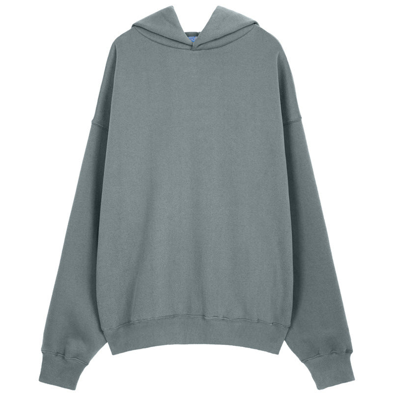 Pure color plus velvet padded shoulder off hoodie