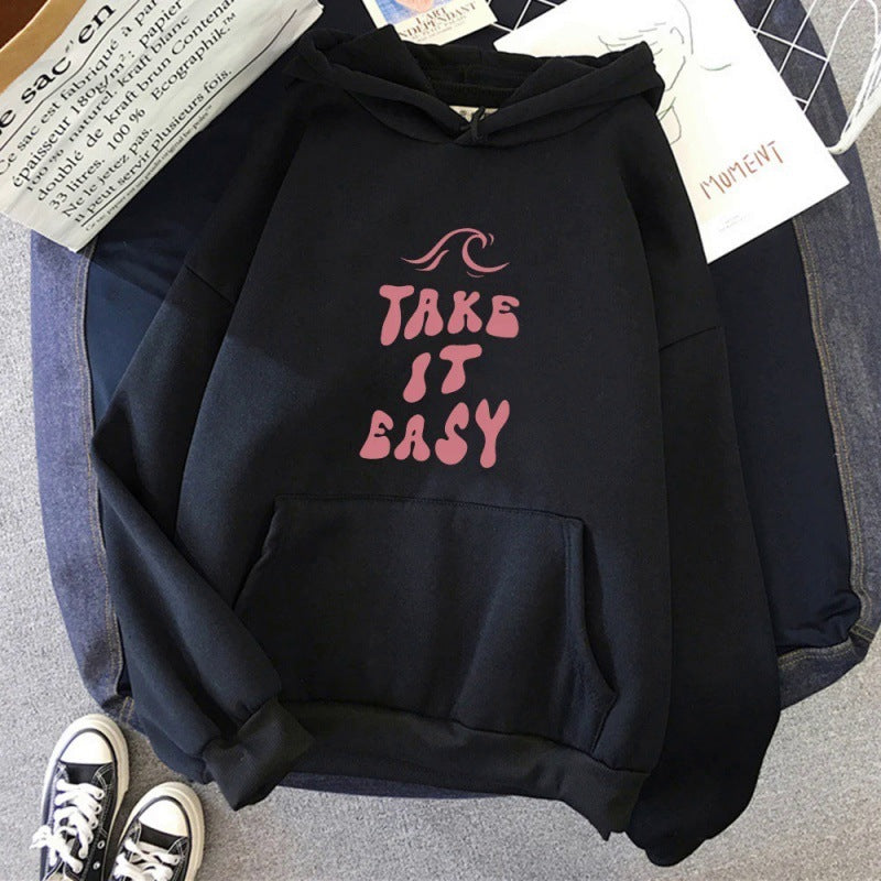 Take It Easy Letter Print Sweatshirt