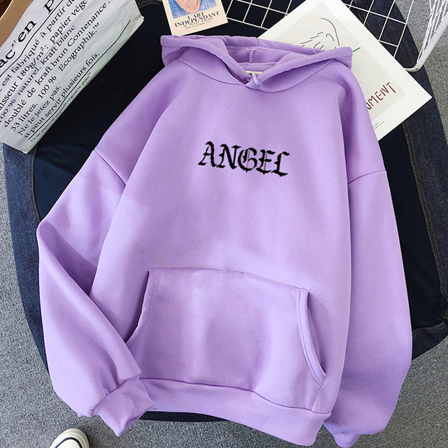 Long Sleeve Letter Angel Print Sweatshirt