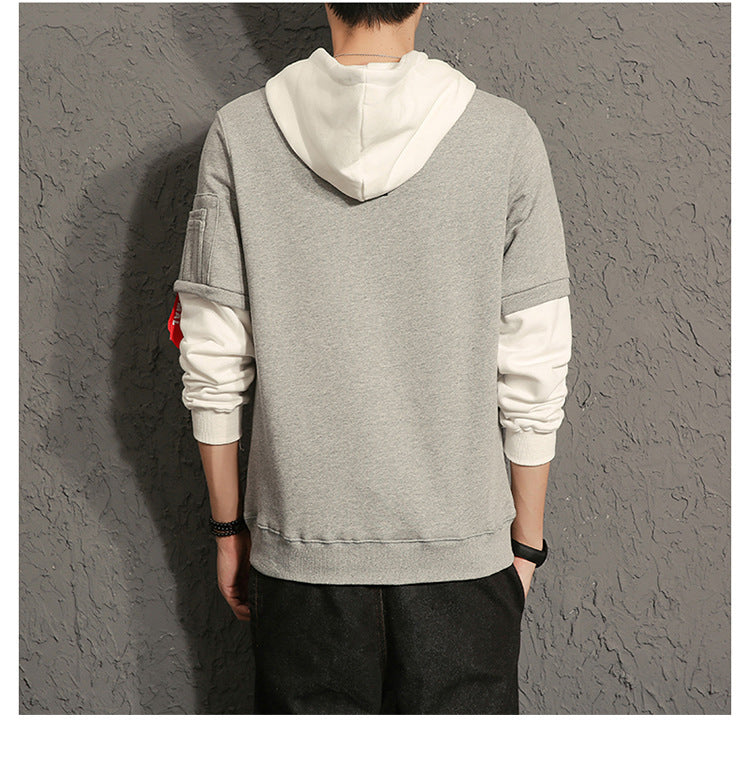 Round neck hooded jacket men's sweater