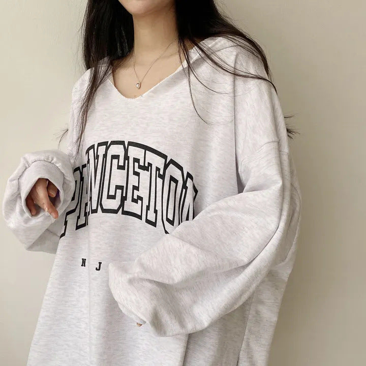 Korean Style Letter Hooded Loose Spring And Autumn Sweater