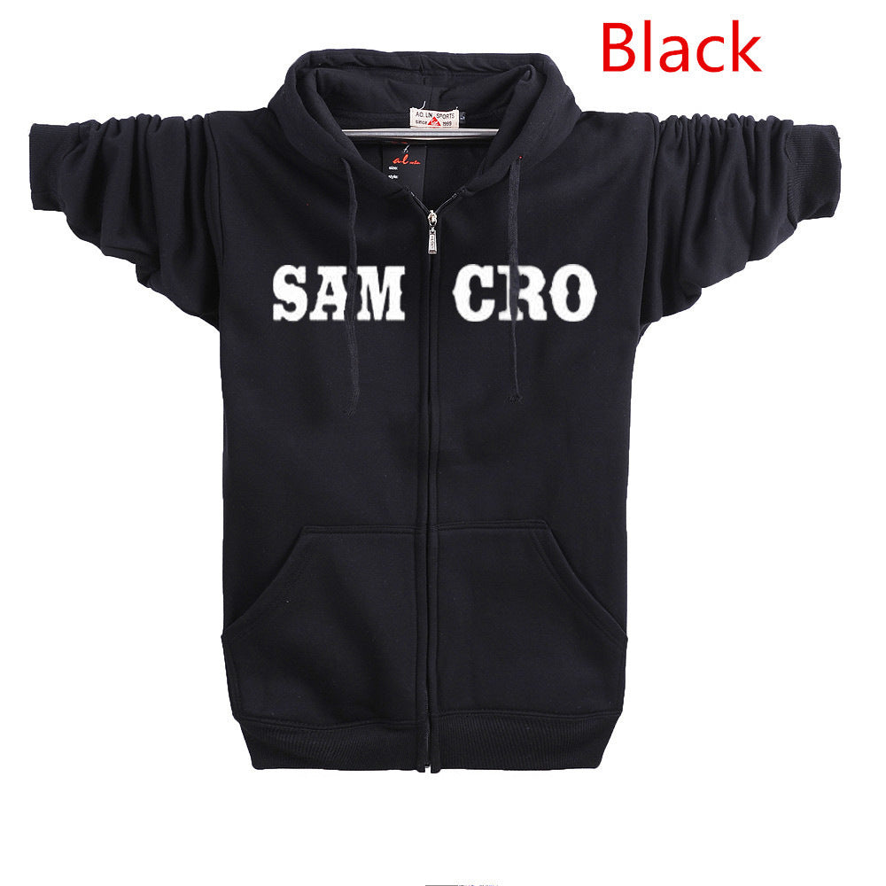 Street hip hop plus hooded zipper sweater