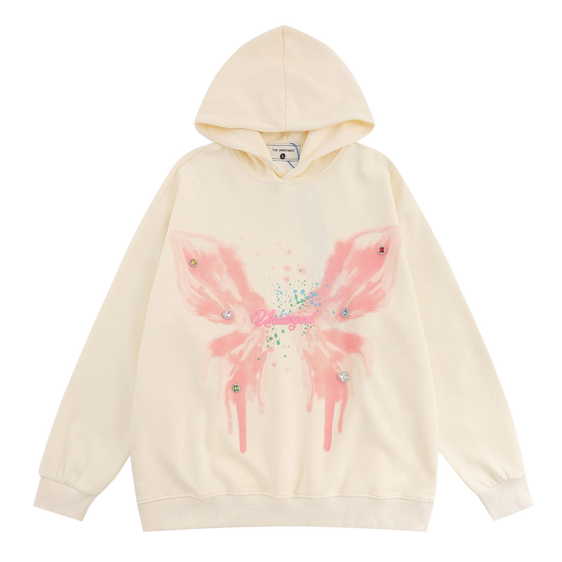 Retro Casual Butterfly Print Hoodie