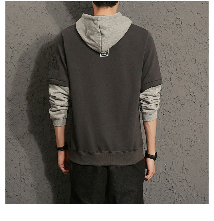 Round neck hooded jacket men's sweater