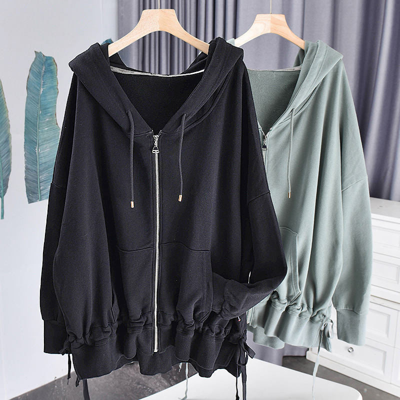 Women's Solid Color Hooded Cardigan Sweater Coat