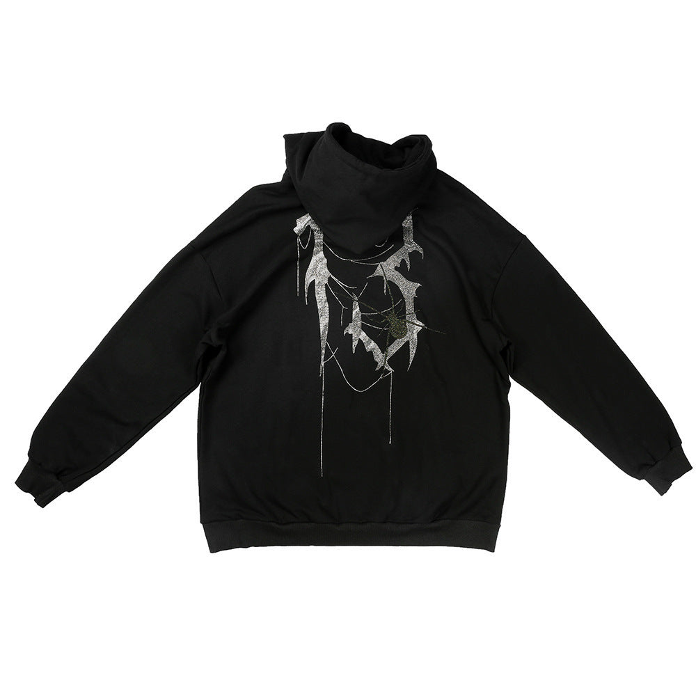 Dark Wind Spider Hot Drilling Sweater Men's Ins Europe And America