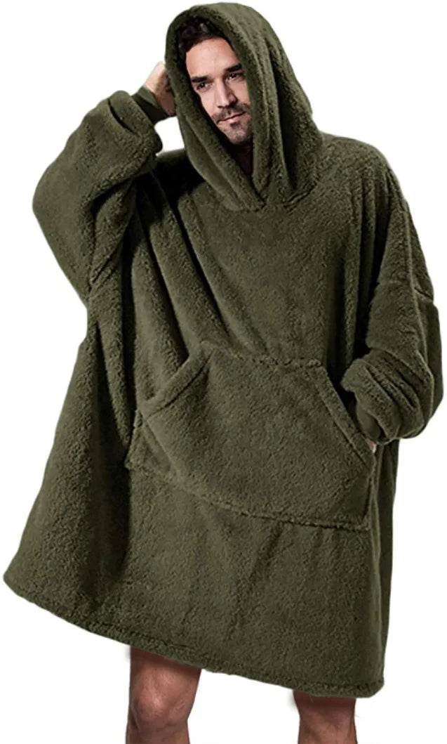 Hoodies Winter Warm Comfort Flannel Blanket with Sleeves