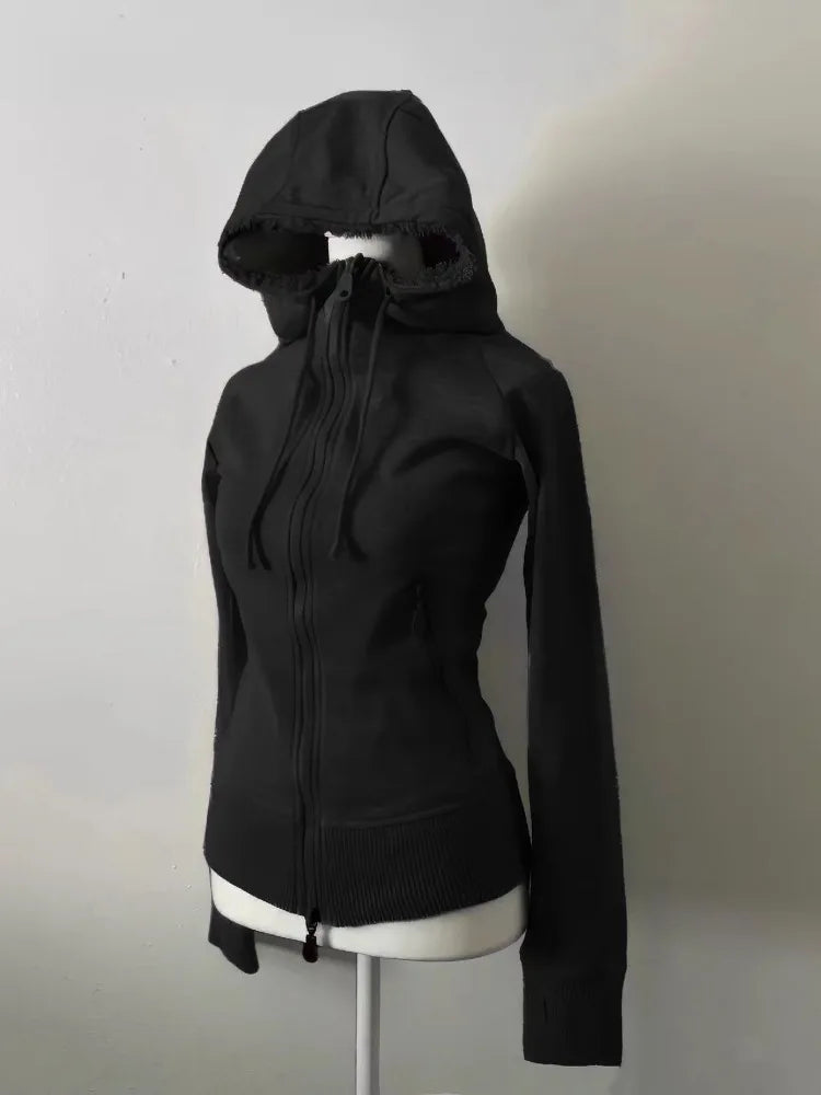 Grey Lamb Wool Double Zipper Hoodies