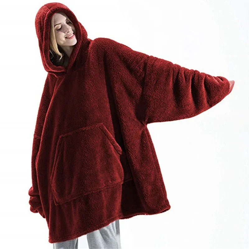 Hoodies Winter Warm Comfort Flannel Blanket with Sleeves