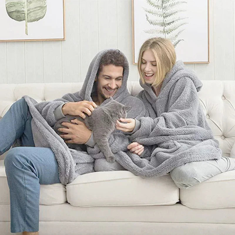 Hoodies Winter Warm Comfort Flannel Blanket with Sleeves