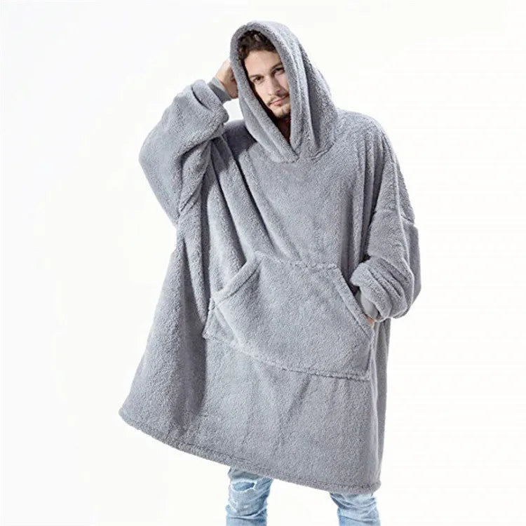 Hoodies Winter Warm Comfort Flannel Blanket with Sleeves