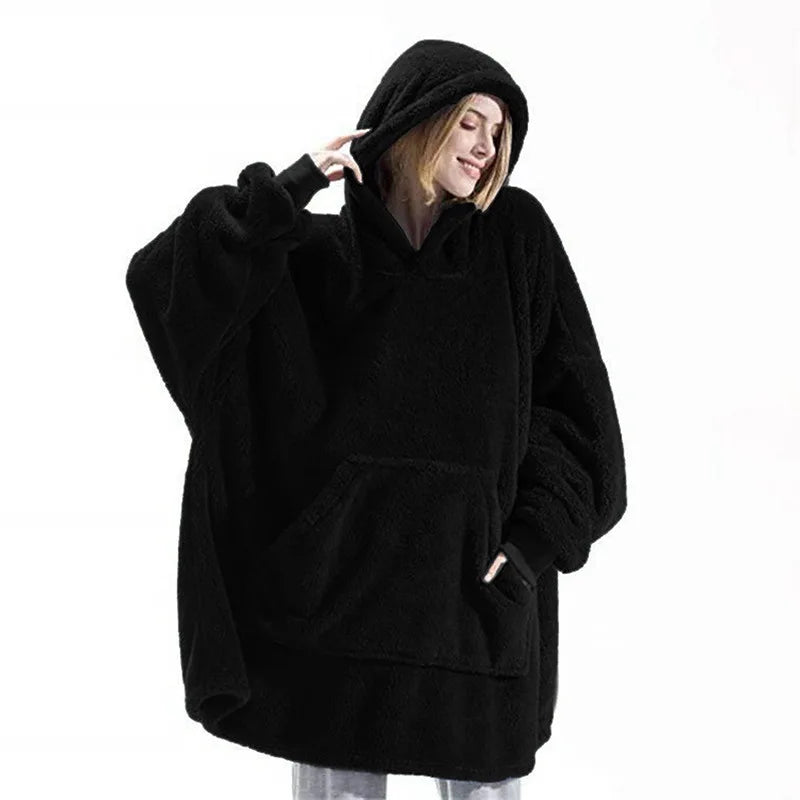 Hoodies Winter Warm Comfort Flannel Blanket with Sleeves