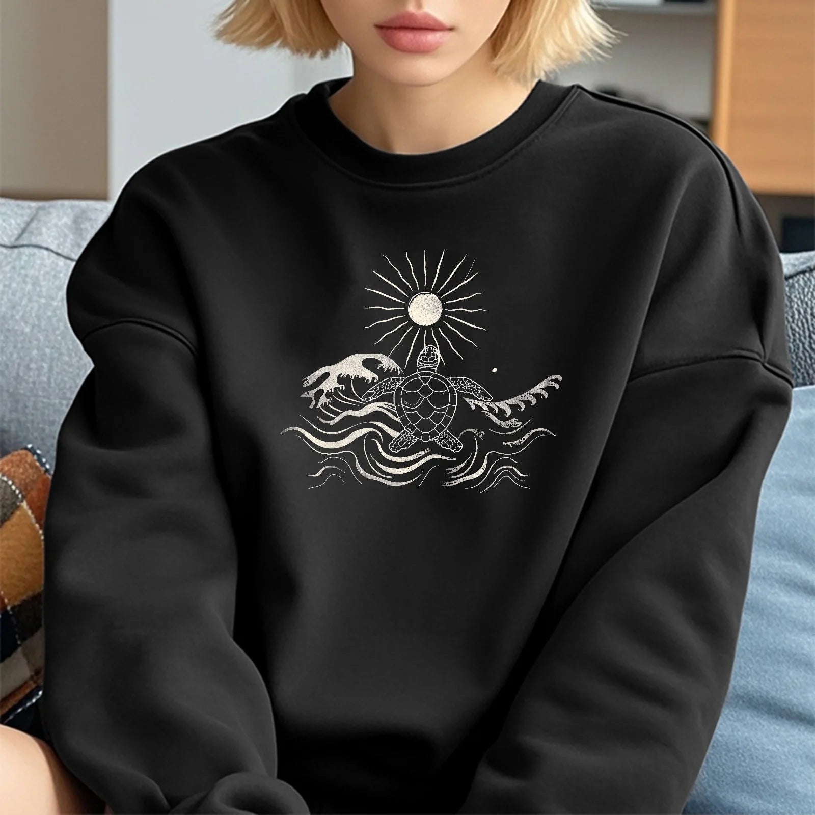 Printing Pullover Basic Hoodie Long Sleeved