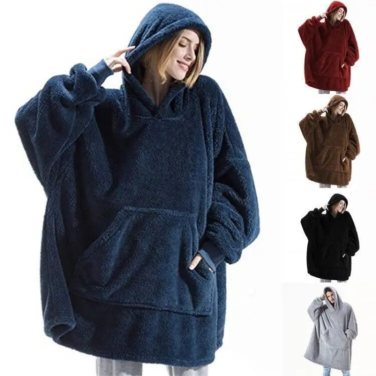 Hoodies Winter Warm Comfort Flannel Blanket with Sleeves