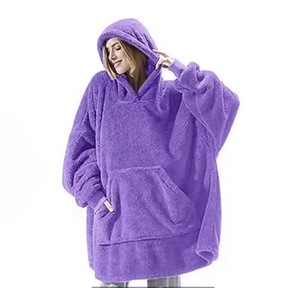 Hoodies Winter Warm Comfort Flannel Blanket with Sleeves