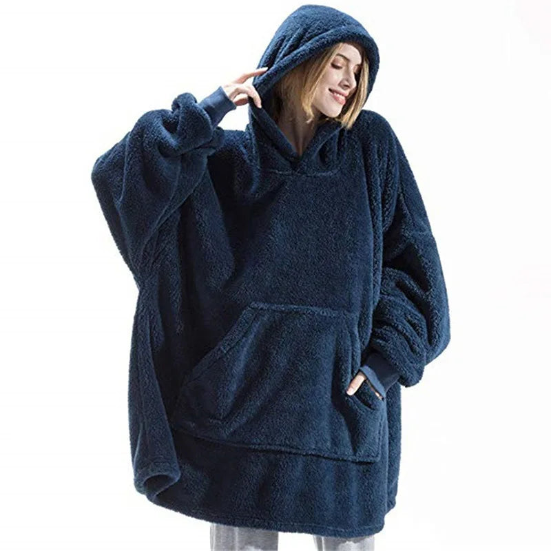 Hoodies Winter Warm Comfort Flannel Blanket with Sleeves