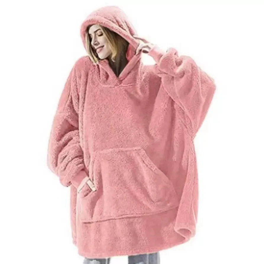 Hoodies Winter Warm Comfort Flannel Blanket with Sleeves