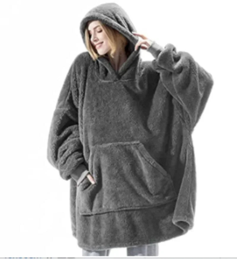 Hoodies Winter Warm Comfort Flannel Blanket with Sleeves