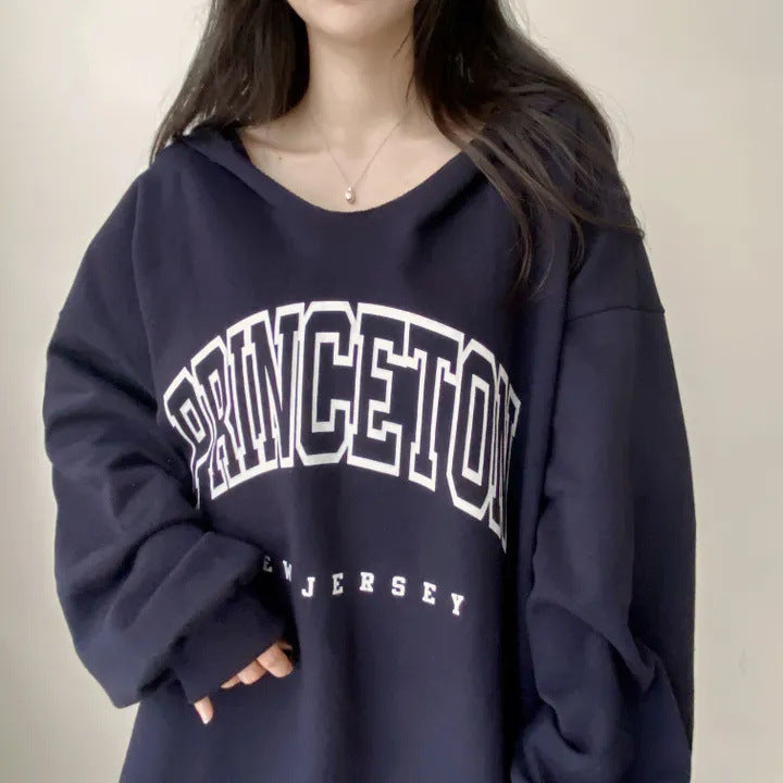 Korean Style Letter Hooded Loose Spring And Autumn Sweater