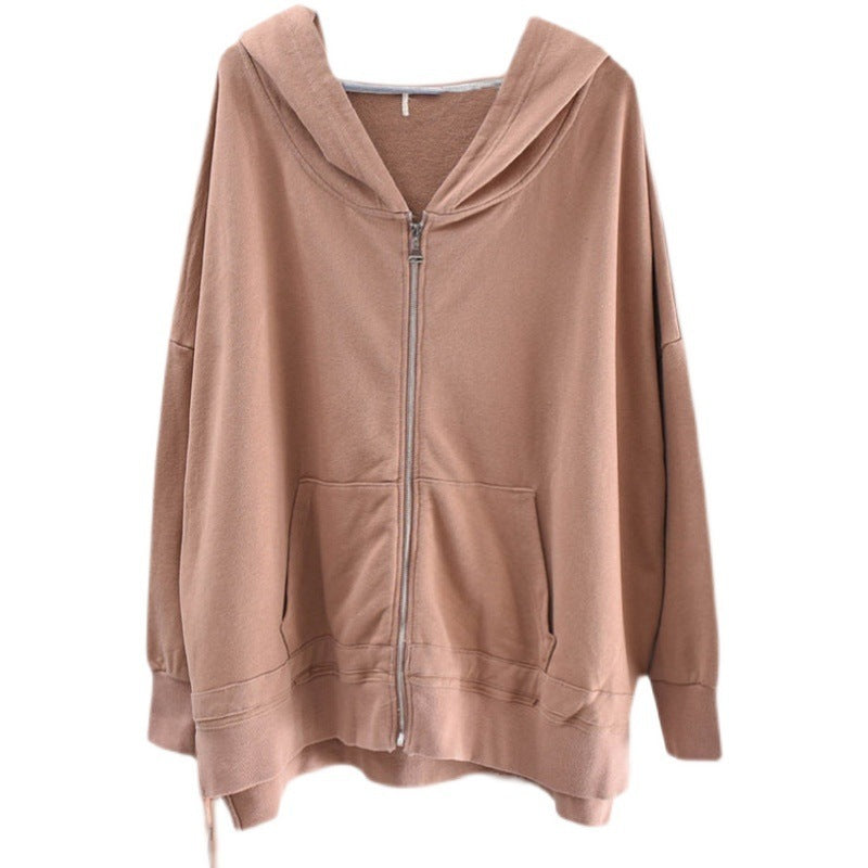 Women's Solid Color Hooded Cardigan Sweater Coat