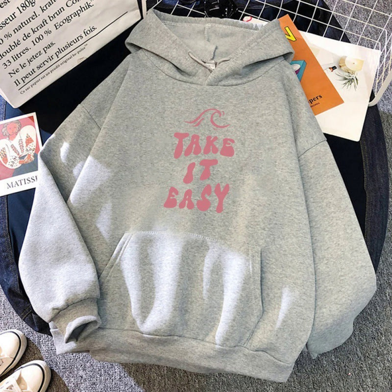 Take It Easy Letter Print Sweatshirt