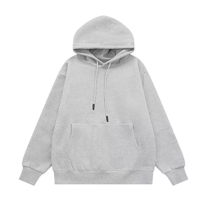 Couple Sweater Fleece-lined Thickened Hooded Solid Color Hoodie