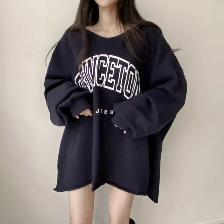 Korean Style Letter Hooded Loose Spring And Autumn Sweater