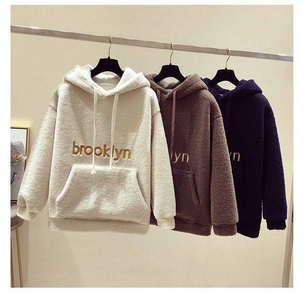 Student Loose Plus Fleece Hooded Sweater